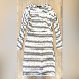 A Pea In The Pod Long Sleeve Maternity Dress - Black & White Stripe